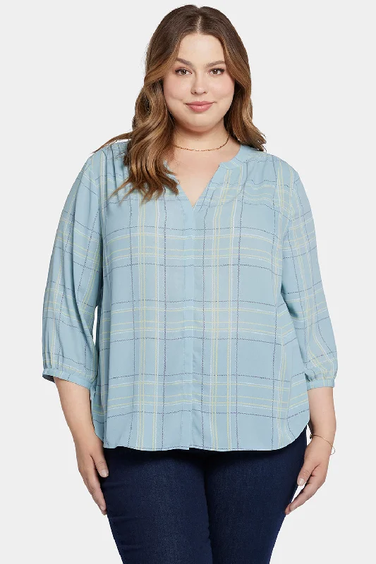 Pintuck Blouse In Plus Size - Wembley Plaid