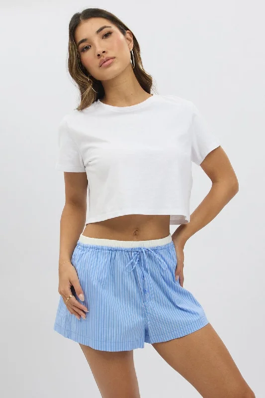 Blue Stripe Shorts Dual Waist