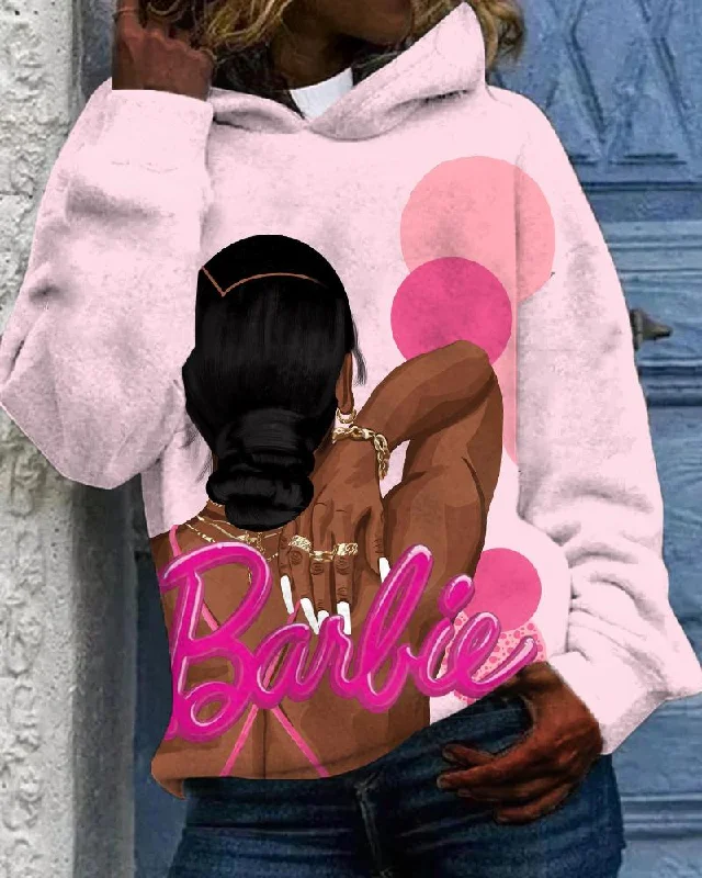 Sexy Back Barbie Girl Print Long-sleeved Hoodie