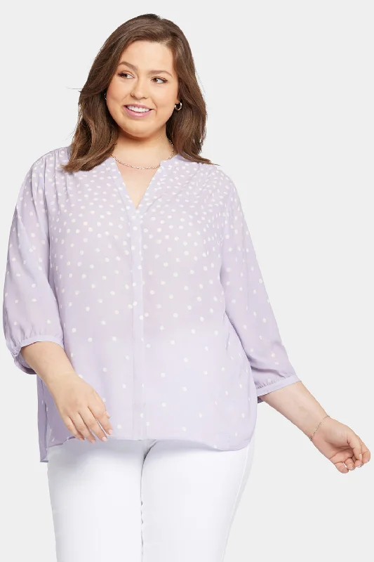 Pintuck Blouse In Plus Size - Fanciful Dots