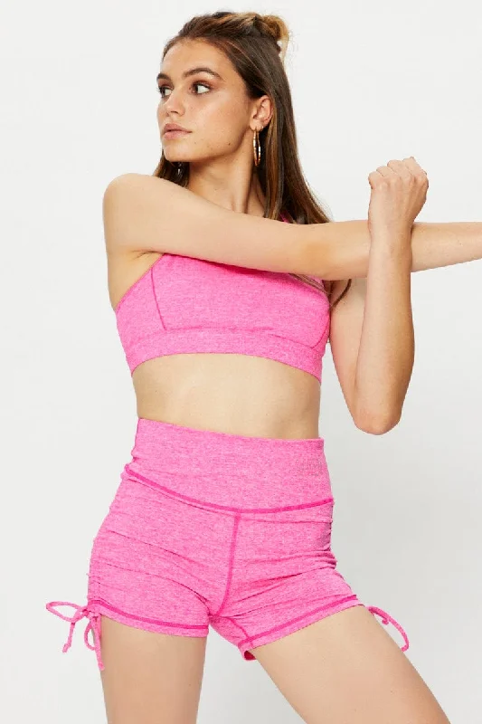 Pink Drawstring Activewear Shorts