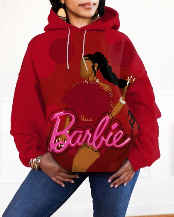 Beautiful Braids Brown Barbie Long-sleeved Pocket Hoodie