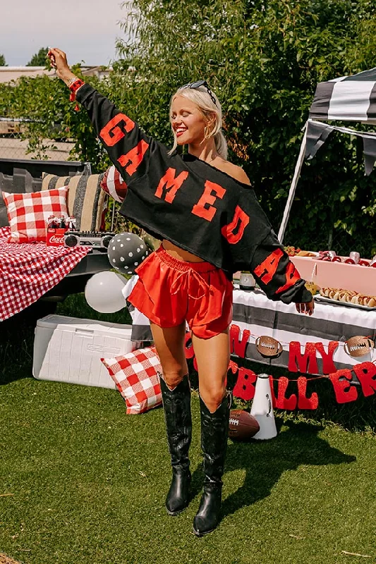 Game Day Crop Sweatshirt in Black/Red