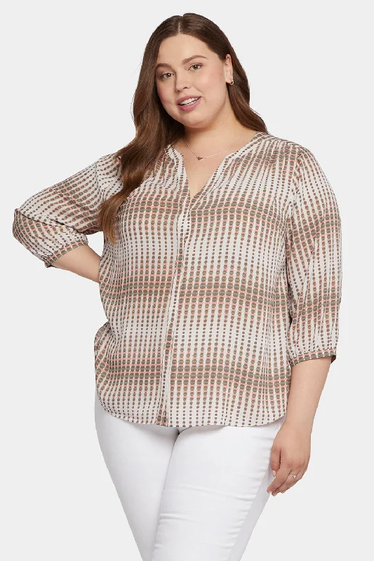 Pintuck Blouse In Plus Size - Desert Oracle