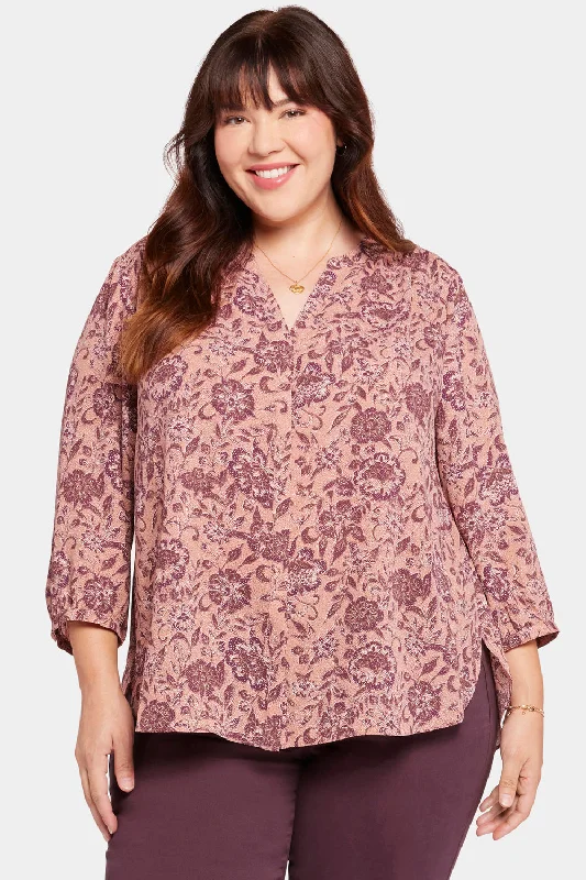 Pintuck Blouse In Plus Size - Viola Valley