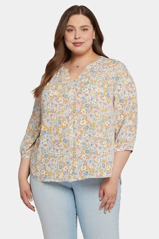 Pintuck Blouse In Plus Size - Angelonia