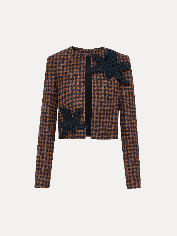 Check Tweed Orchid Embroidered Jacket