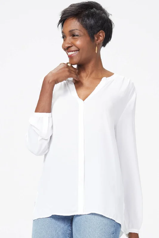 Pintuck Blouse In Petite - Optic White