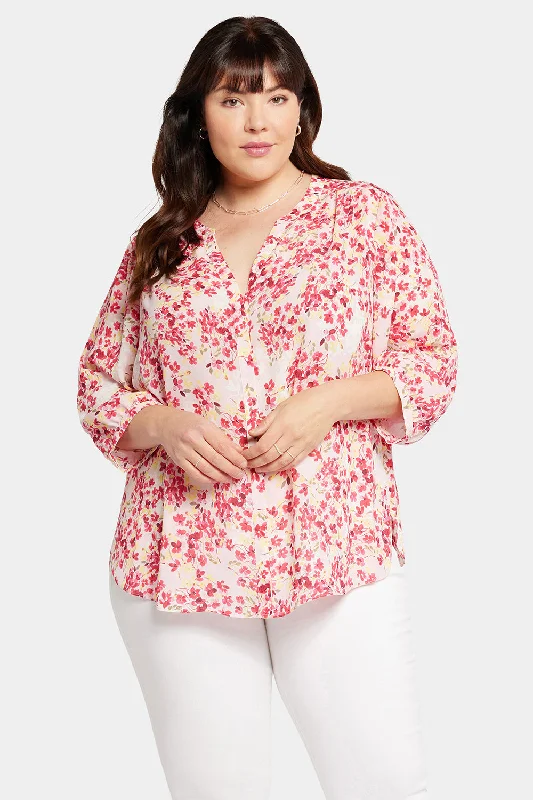 Pintuck Blouse In Plus Size - Summer Wind