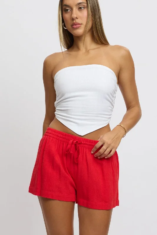 Red Shorts Elasticated Waist