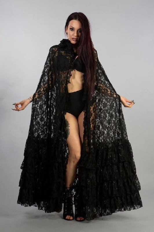 Mademoiselle Hooded Cape In Black Lace