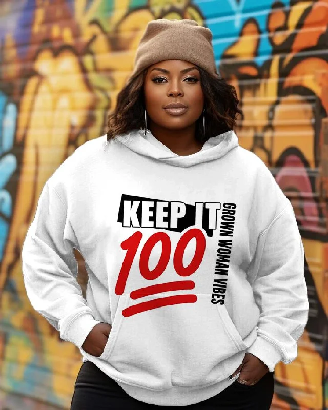 Keep It 100 Tee Grown Long-sleeved Hoodie