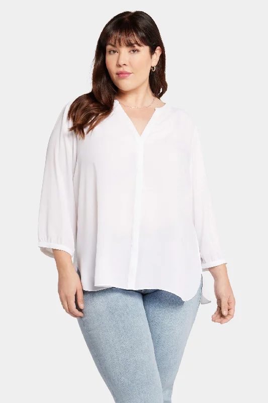 Pintuck Blouse In Plus Size - Optic White