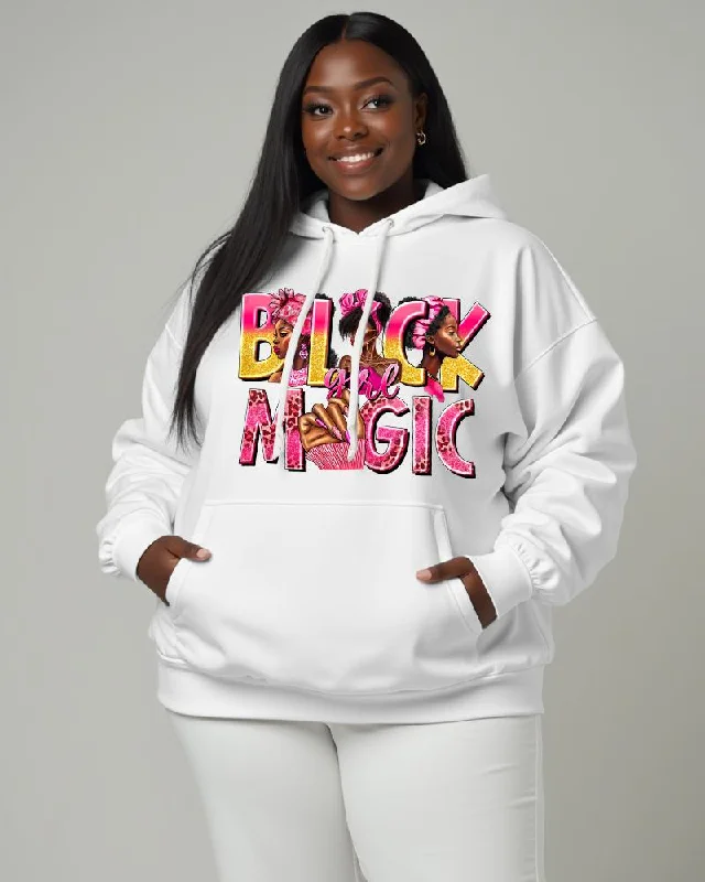 Women's Black Girl Black Magic Pocket Long Sleeve Hoodie