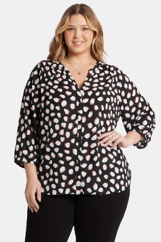 Pintuck Blouse In Plus Size - Matilda Dot