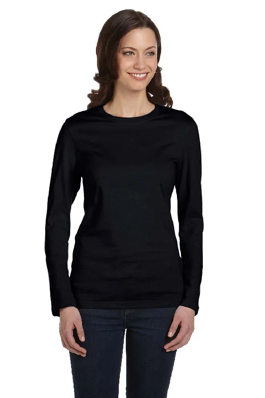 Bella + Canvas Womens Jersey Long Sleeve Crewneck T-Shirt - Black