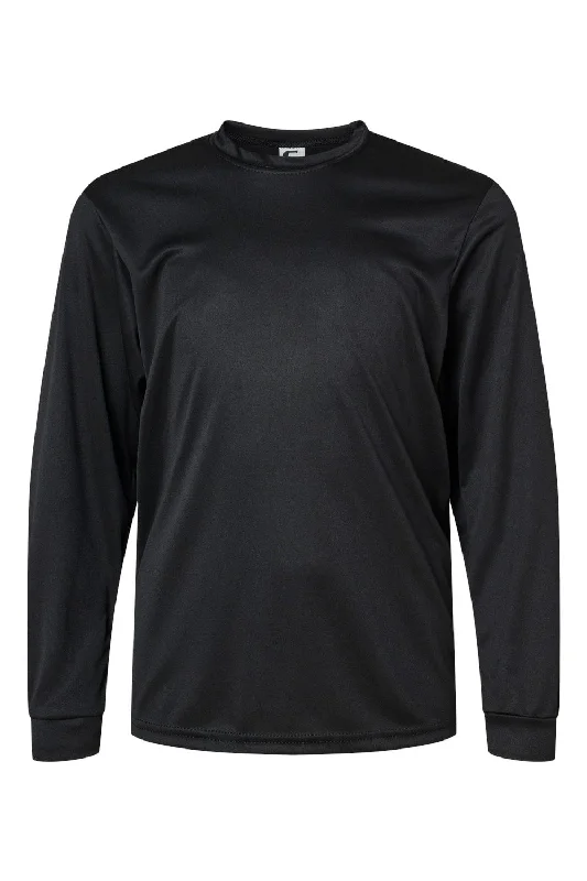 C2 Sport Youth Performance Moisture Wicking Long Sleeve Crewneck T-Shirt - Black