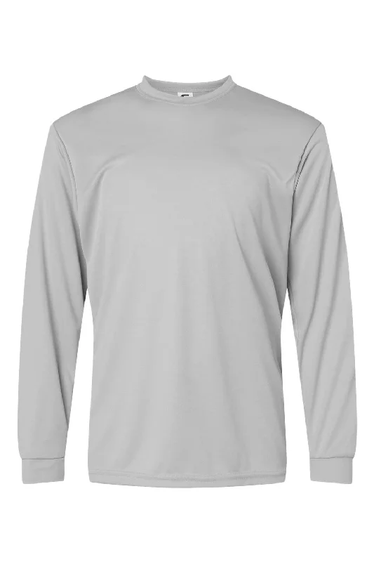 C2 Sport Youth Performance Moisture Wicking Long Sleeve Crewneck T-Shirt - Silver Grey