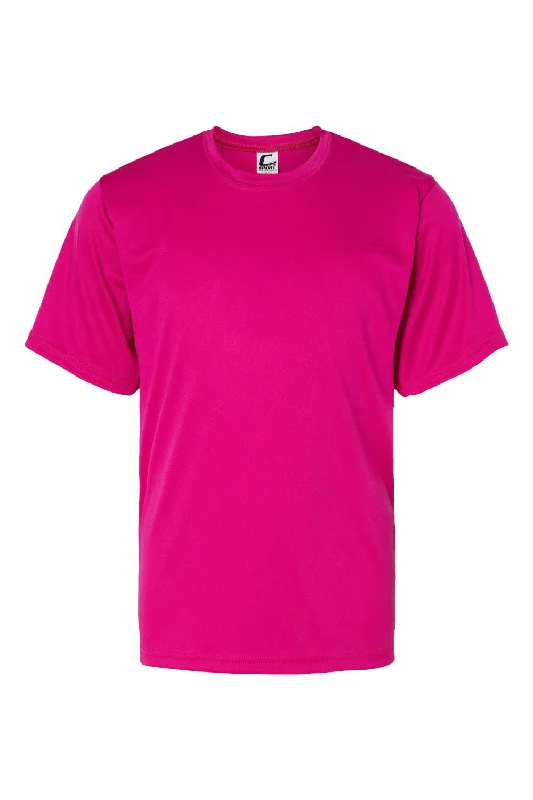 C2 Sport Youth Performance Moisture Wicking Short Sleeve Crewneck T-Shirt - Hot Pink