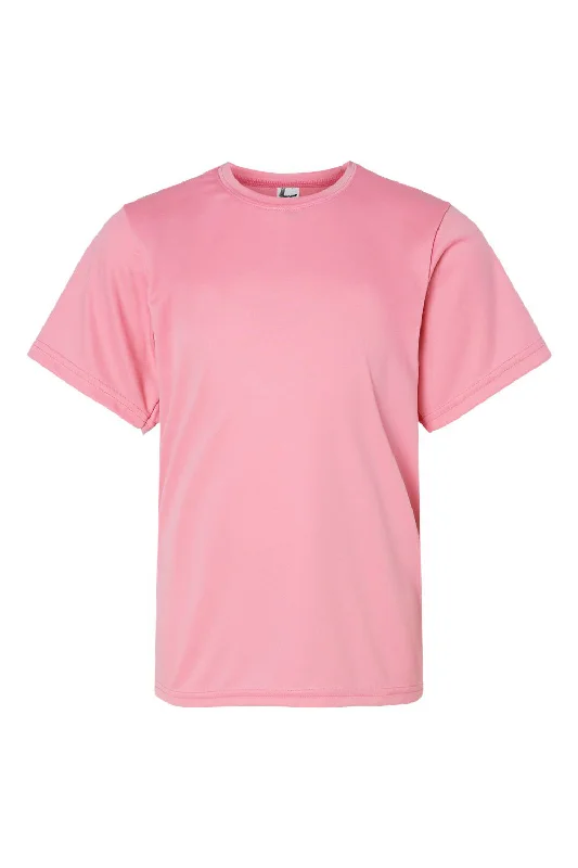 C2 Sport Youth Performance Moisture Wicking Short Sleeve Crewneck T-Shirt - Pink