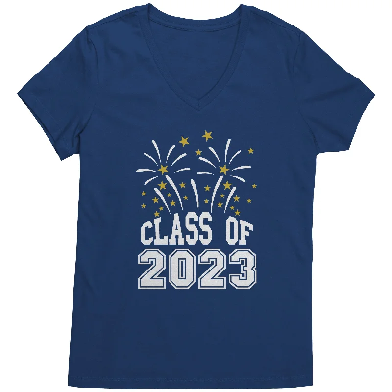 CLASS of 2023 w/Fireworks Women's V-Neck T-Shirt