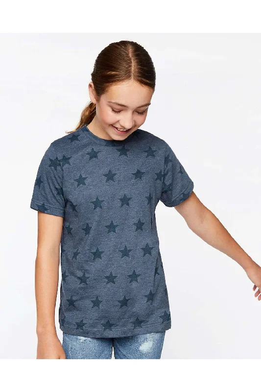 Code Five Youth Star Print Short Sleeve Crewneck T-Shirt - Denim Blue