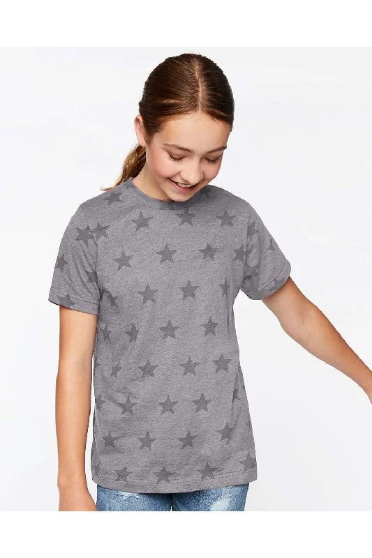 Code Five Youth Star Print Short Sleeve Crewneck T-Shirt - Heather Granite Grey