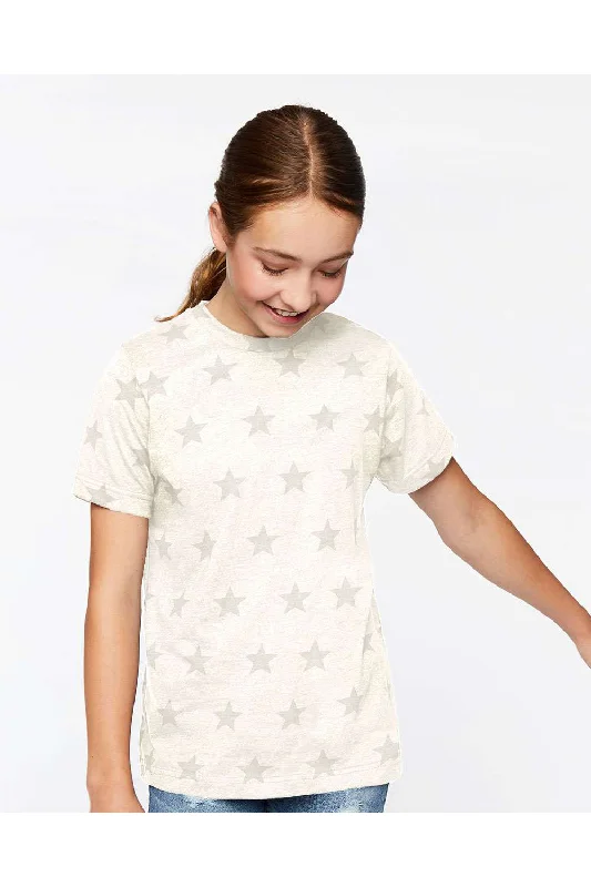 Code Five Youth Star Print Short Sleeve Crewneck T-Shirt - Heather Natural