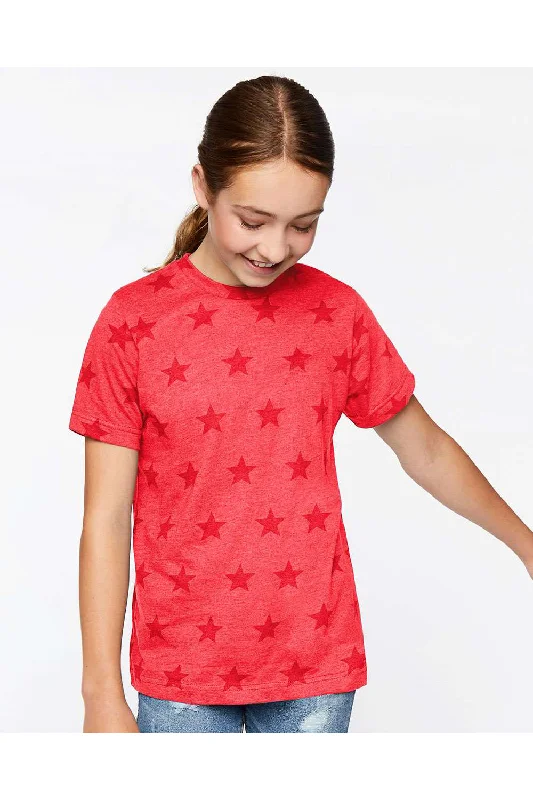 Code Five Youth Star Print Short Sleeve Crewneck T-Shirt - Red