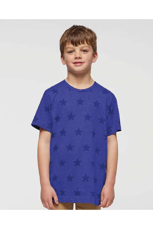 Code Five Youth Star Print Short Sleeve Crewneck T-Shirt - Royal Blue