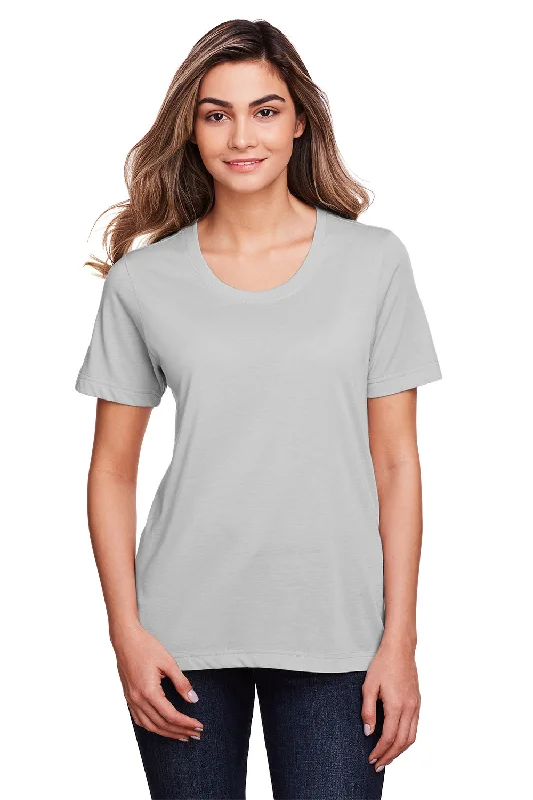 Core 365 Womens Fusion ChromaSoft Performance Moisture Wicking Short Sleeve Scoop Neck T-Shirt - Platinum Grey