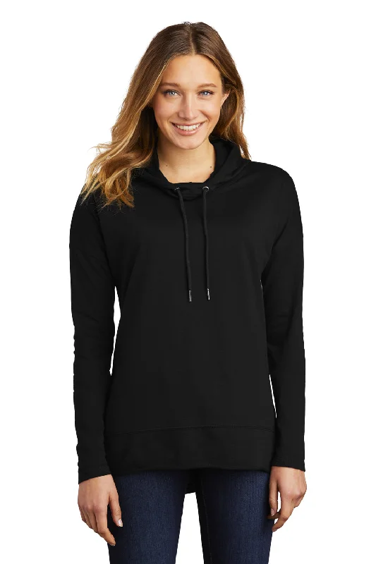 District Womens French Terry Hooded T-Shirt Hoodie - Black