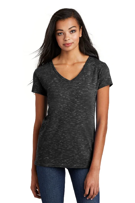 District Womens Medal Short Sleeve V-Neck T-Shirt - Black - Closeout