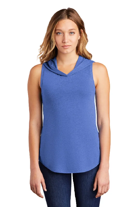 District Womens Perfect Sleeveless Hooded T-Shirt Hoodie - Royal Blue Frost