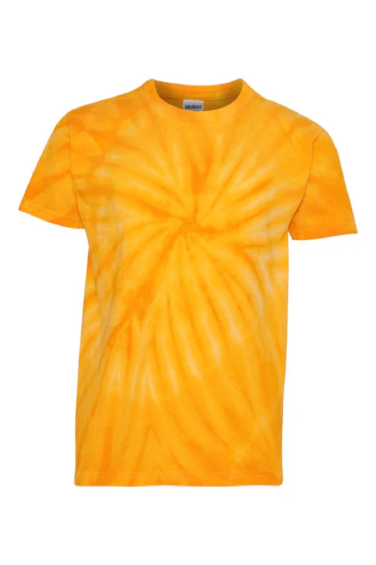 Dyenomite Youth Cyclone Pinwheel Tie Dyed Short Sleeve Crewneck T-Shirt - Gold