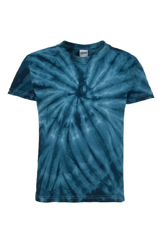 Dyenomite Youth Cyclone Pinwheel Tie Dyed Short Sleeve Crewneck T-Shirt - Navy Blue