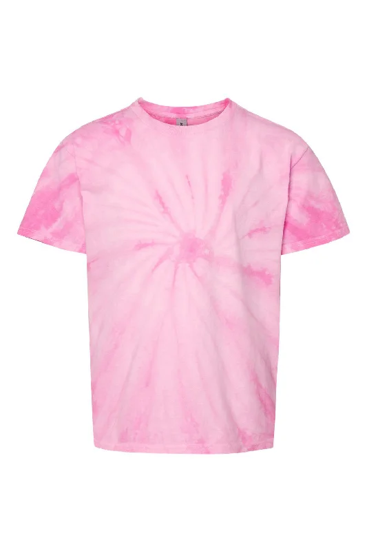 Dyenomite Youth Cyclone Pinwheel Tie Dyed Short Sleeve Crewneck T-Shirt - Pink