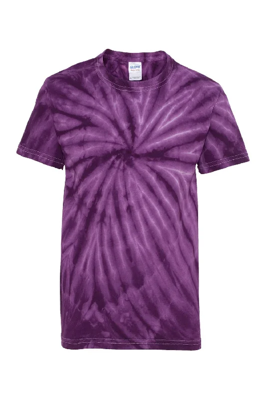 Dyenomite Youth Cyclone Pinwheel Tie Dyed Short Sleeve Crewneck T-Shirt - Purple