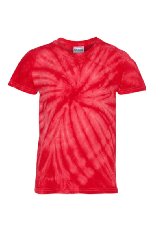 Dyenomite Youth Cyclone Pinwheel Tie Dyed Short Sleeve Crewneck T-Shirt - Red