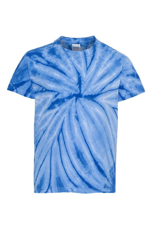 Dyenomite Youth Cyclone Pinwheel Tie Dyed Short Sleeve Crewneck T-Shirt - Royal Blue