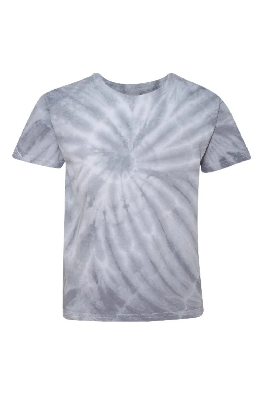 Dyenomite Youth Cyclone Pinwheel Tie Dyed Short Sleeve Crewneck T-Shirt - Silver Grey