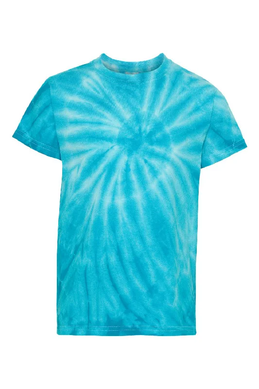 Dyenomite Youth Cyclone Pinwheel Tie Dyed Short Sleeve Crewneck T-Shirt - Turquoise