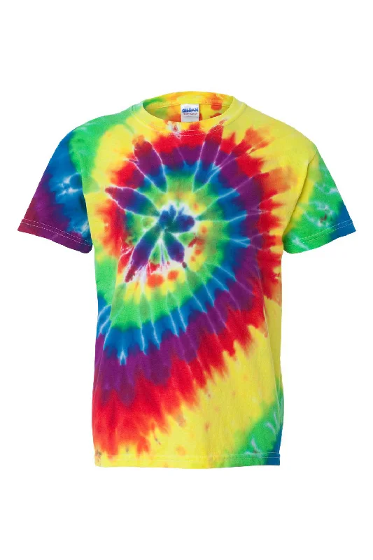 Dyenomite Youth Spiral Tie Dyed Short Sleeve Crewneck T-Shirt - Classic Rainbow Spiral