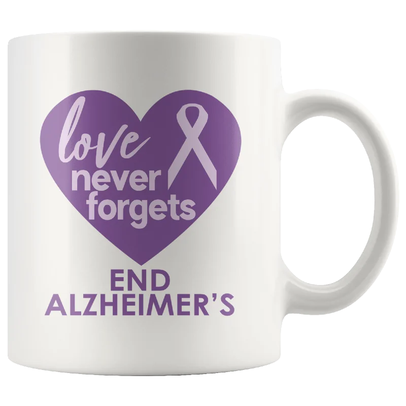 END ALZHEIMER'S Love Never Forgets purple ribbon 11oz or 15oz COFFEE MUG