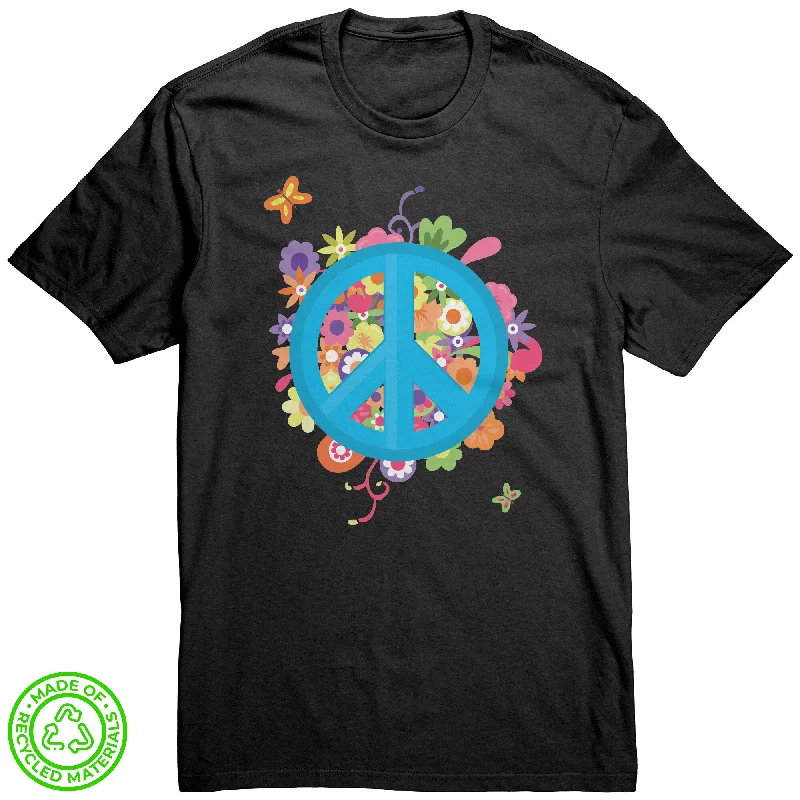 Floral Peace Sign 100% RECYCLED Fabric T-Shirt