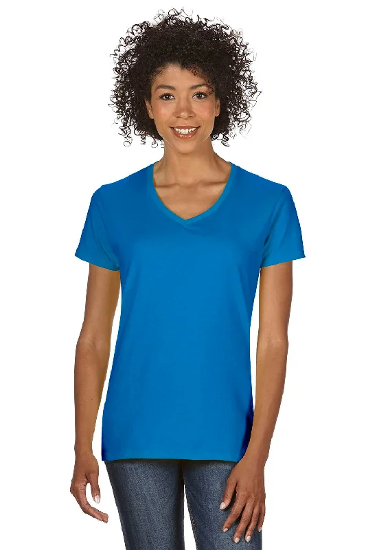 Gildan Womens Short Sleeve V-Neck T-Shirt - Sapphire Blue