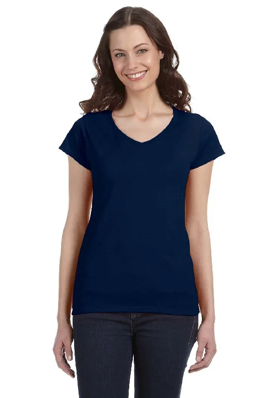 Gildan Womens Softstyle Short Sleeve V-Neck T-Shirt - Navy Blue