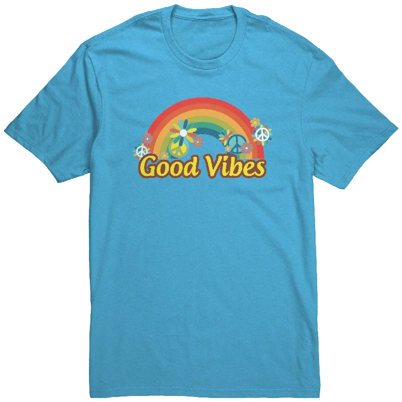 GOOD VIBES Rainbow Retro Hippie Unisex T-Shirt