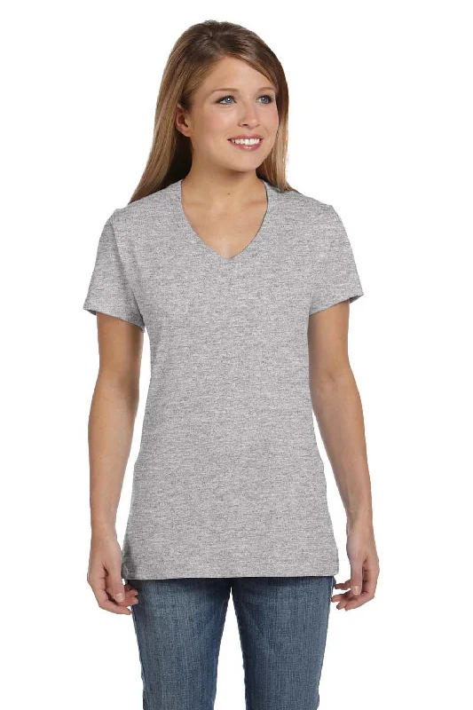 Hanes Womens Nano-T Short Sleeve V-Neck T-Shirt - Light Steel Grey