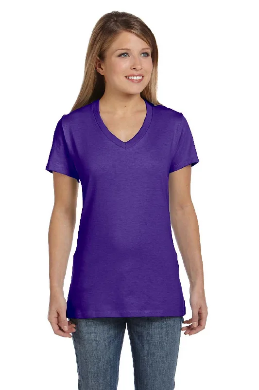 Hanes Womens Nano-T Short Sleeve V-Neck T-Shirt - Purple